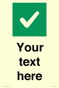 Custom plain background, green square with tick sign